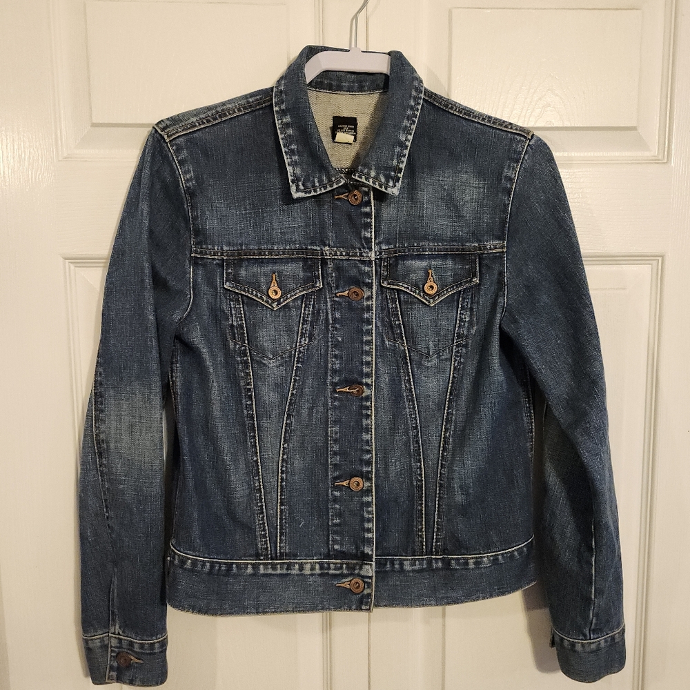VINTAGE GAP 11154200 COTTON MED WASH DISTRESSED TRUCKER JACKET WMS SIZE MEDIUM